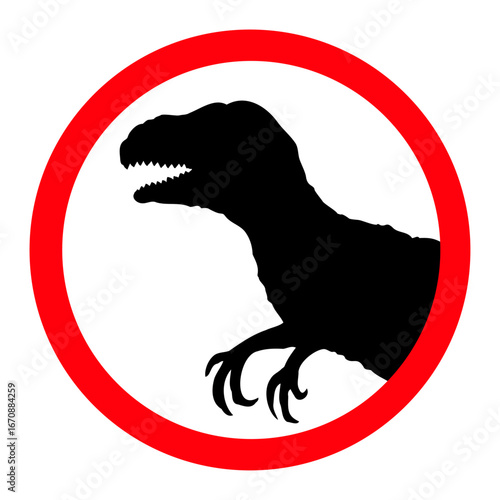 Sign Velociraptor T-Rex Tyrannosaurus Dinosaur Dino Raptor Warning
