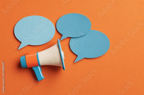 Wallpaper Mural Megaphone and speech bubbles on orange Torontodigital.ca