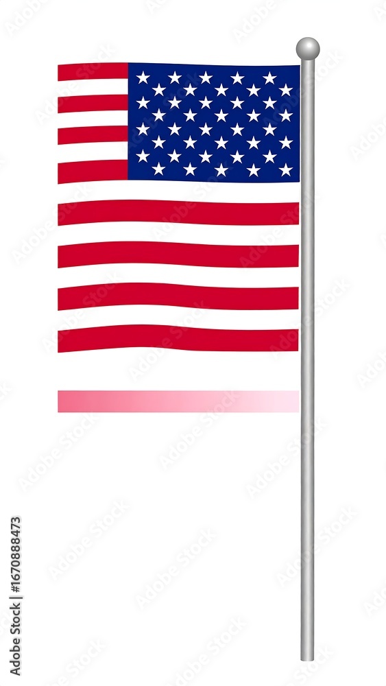 Fototapeta premium Illustration of an American flag on a pole