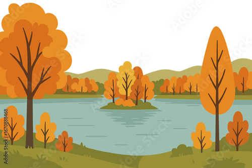 An early autumn morning by the lake at dawn with a chill in the air
