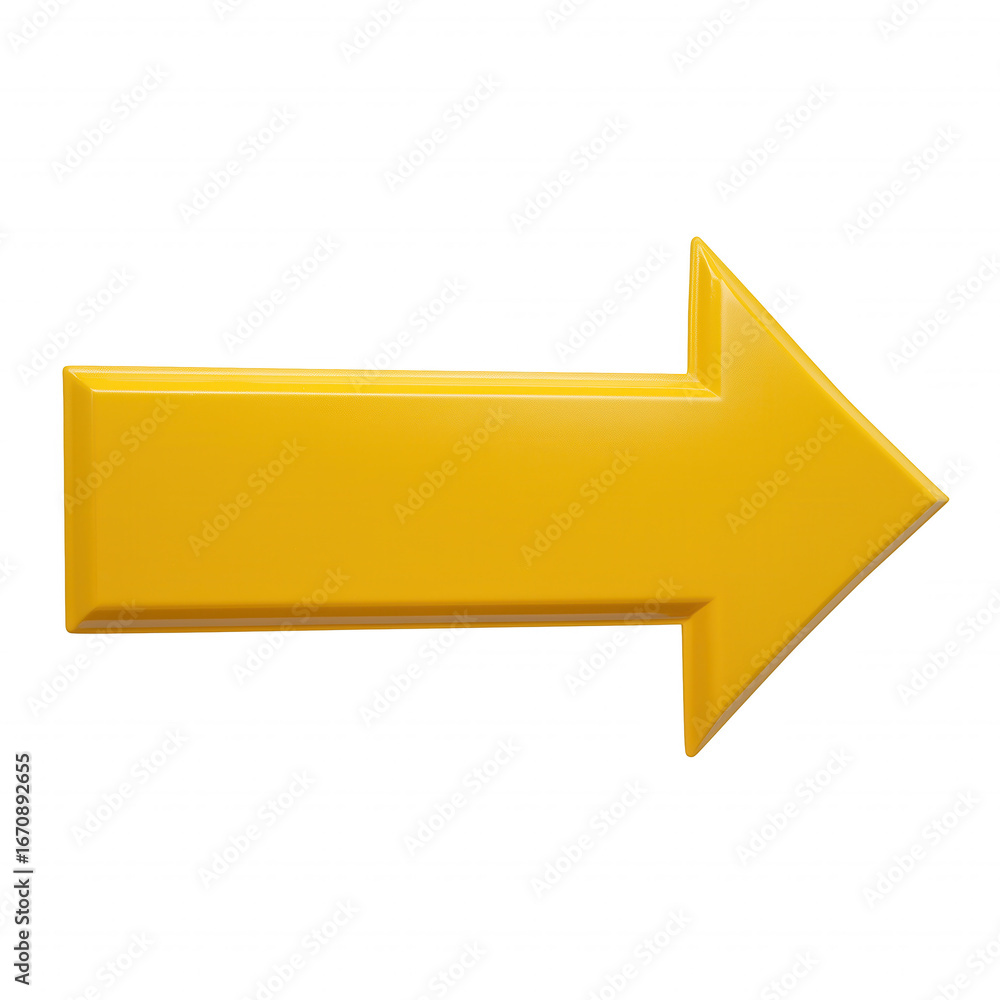 Sleek modern yellow arrow with flat head and tapered shaft on transparent background Sleek modern yellow arrow with flat head and tapered shaft on transparent background