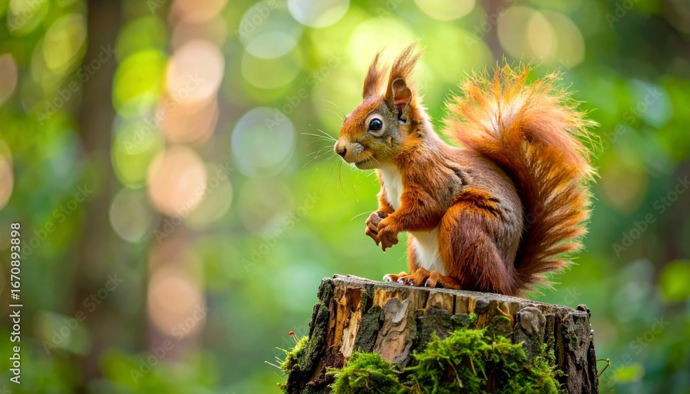 Obraz premium Red Squirrel in the forest