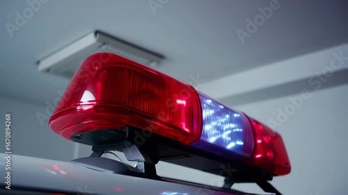 Close-up of a police car's emergency lights
