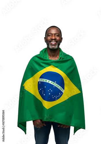 Black man with flag of Brazil