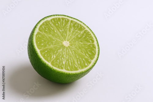 Bright Half Lime Slice Isolated on White Background for Culinary and Beverage Use