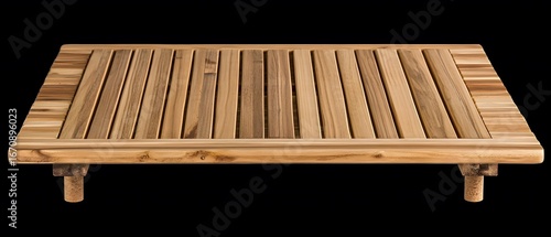 Square Wooden Tray with Slatted Top and Cork Feet