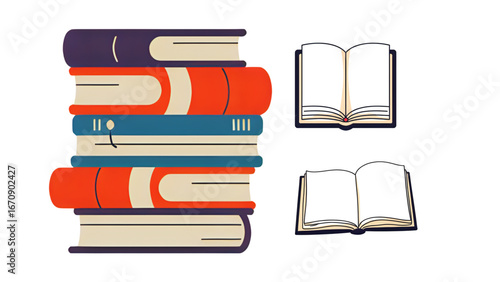 vector illustration of a stack of books