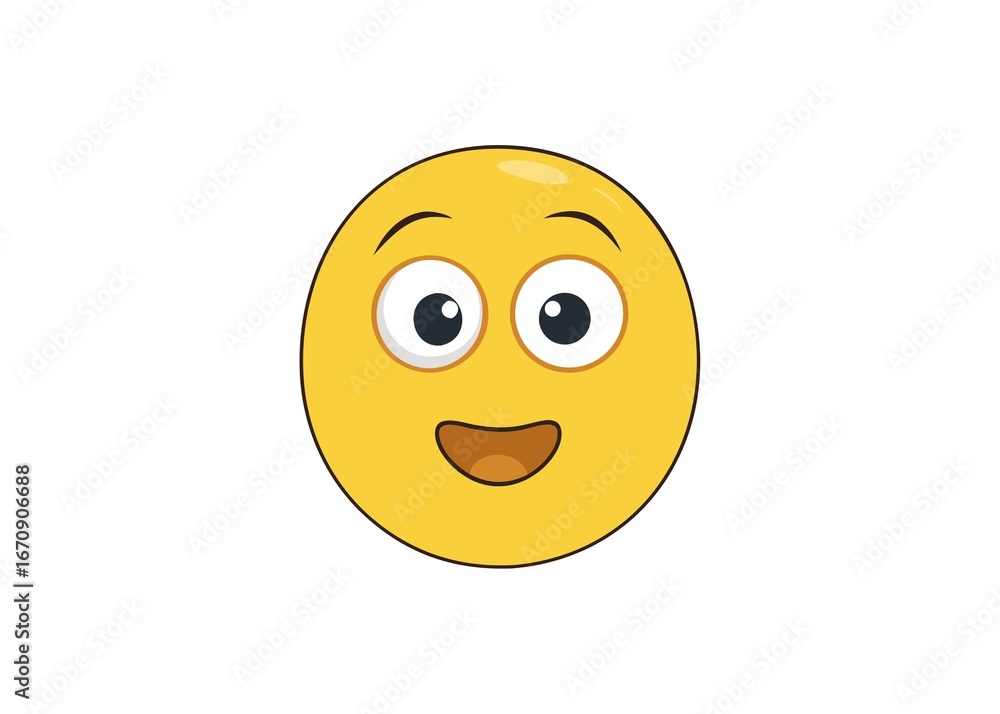 Fototapeta premium Cartoon Emoji with Big Eyes and a Happy Smile Isolated on a White Background