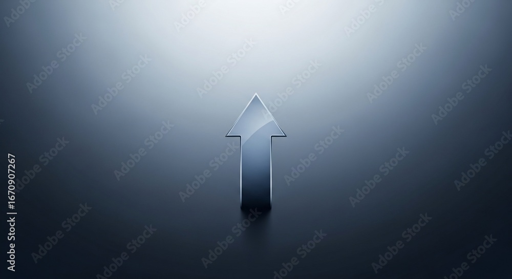 Fototapeta premium Upward arrow symbolizing growth and progress on gradient background business finance