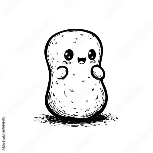 A charming potato character illustration radiating cheerful vibes of lightheartedness and