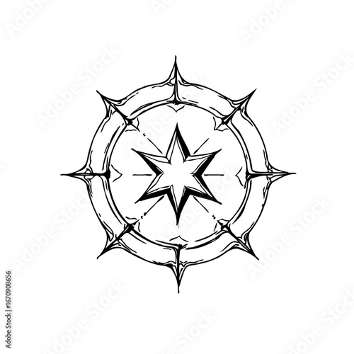 Abstract stellar core illustration with geometric shapes displaying circular arrangements