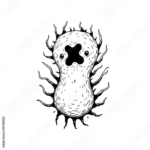 Mysterious creature design embodying unique concept with unusual shape and distinct organic