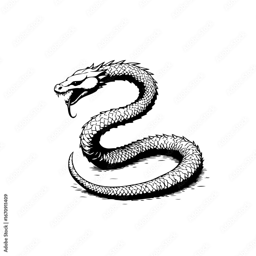 Fototapeta premium Serpentine illustration showcasing reptile skin, evoking symbolic connotations of transformation,