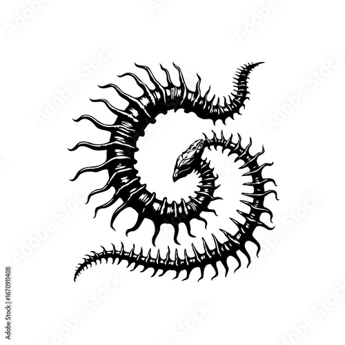 Serpentine skeletal design evokes a sense of the ancient and the uncanny with its monochrome