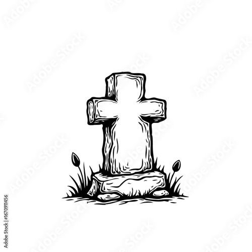 Simple memorial cross illustration symbolizing remembrance legacy grief loss grief, a solemn