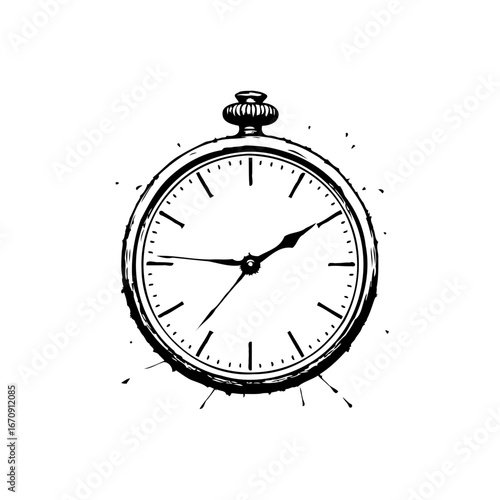 Vintage pocket watch illustration displaying timeless elegance and detailed craftsmanship