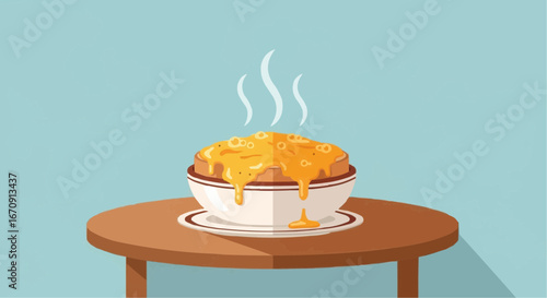 Welsh rarebit day rarebit galês vector 3 of september vector delicious french onion soup recipe with melted cheese and bread bowl on a table illustration design