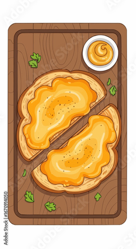 Welsh rarebit day rarebit galês vector 3 of september vector delicious toast with cheese and mustard sauce on wooden board breakfast food photography flat lay top view