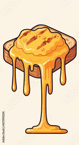 Welsh rarebit day rarebit galês vector 3 of september vector delicious grilled cheese sandwich on toast with dripping melted cheese food illustration art design