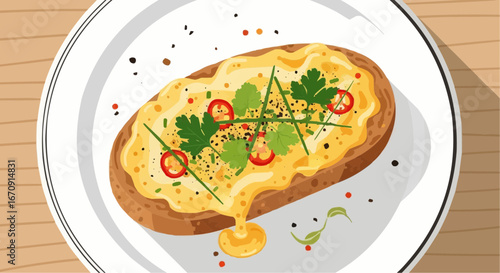 Welsh rarebit day rarebit galês vector 3 of september vector delicious toast with melted cheese parsley and chili rings food photography breakfast idea recipe concept