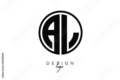 AL Circular Monogram Logo Modern Black & White Emblem for Luxury Branding & Elegant Visual Identity