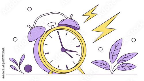 Alarm clock ringing time management morning routine wake up call vector illustration flat design energy productivity schedule deadline time clock appointment reminder urgent fast speed design element.