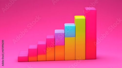 Free Download Colorful Ascending Bar Graph Chart Growth Success Pink Background - GFXLoad