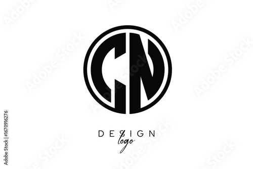 CN Circular Monogram Logo Modern Black & White Emblem for Luxury Branding & Elegant Visual Identity