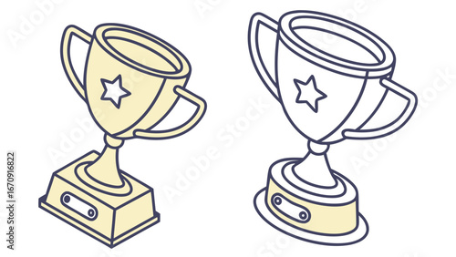 Isometric Trophy Cup Illustration Award Icon Winner Prize Achievement Symbol Competition Graphic Success Badge Victory Emblem Gold Cup Game Trophy Cartoon Trophy Simple Trophy Line Art Trophy Vector .