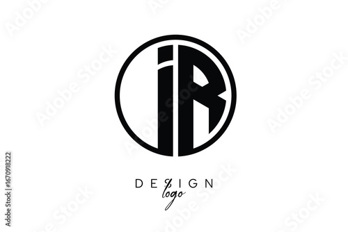IR Circular Monogram Logo Modern Black & White Emblem for Luxury Branding & Elegant Visual Identity