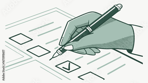 Hand Checking a Form or Checklist.