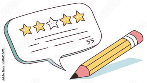 Star rating feedback review with pencil customer satisfaction survey evaluation assessment score comment graphic design element illustration feedback form rating stars stars online review customer re.