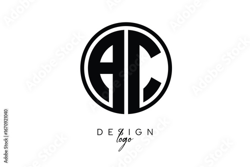 AC Circular Monogram Logo Modern Black & White Emblem for Luxury Branding & Elegant Visual Identity