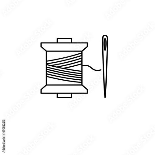 Sewing Thread and Needle Icon Template A Simple Graphic for Crafts and DIY Projects
