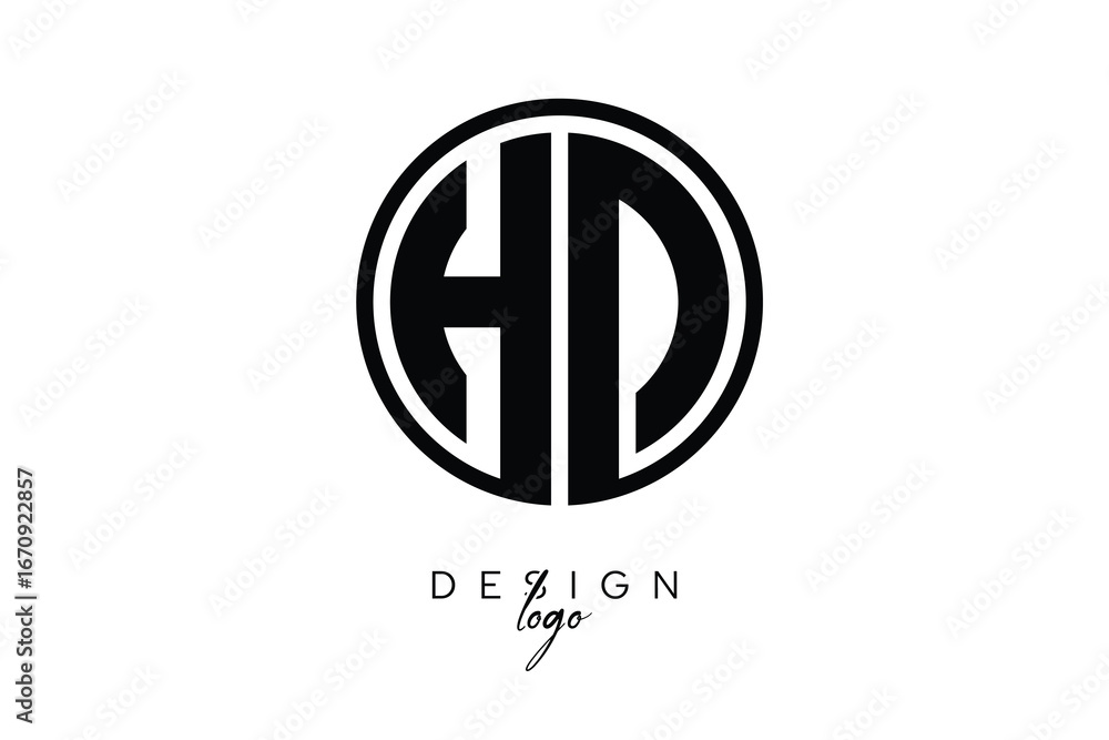 Fototapeta premium HD Circular Monogram Logo Modern Black & White Emblem for Luxury Branding & Elegant Visual Identity