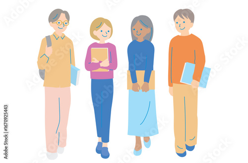 キャンパスライフを楽しむ様々な国籍の大学生