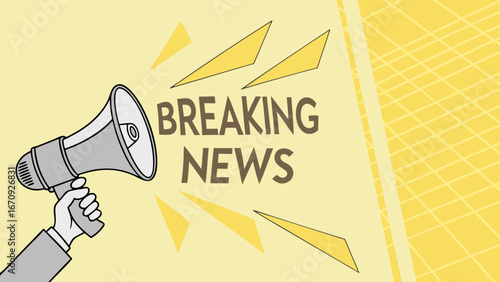 Breaking News Announcement Megaphone Graphic Illustration for Website or Social Media Post.