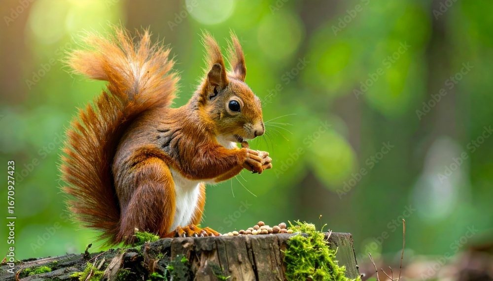 Obraz premium Red Squirrel in the forest