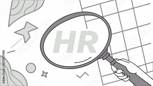 HR Management Magnifying Glass Human Resources Recruitment Job Search Business Office Search Finding Hiring Employment Abstract Background Modern Design Vector Illustration Flat Style Simple Graphic .