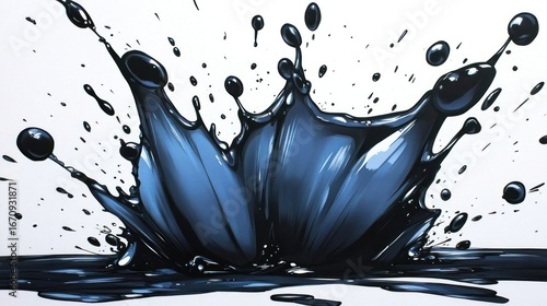 A dynamic splash of dark liquid, showcasing movement and fluidity.