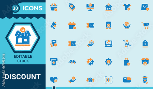 Discount icon set. Related to offer, credit, price,Best Price,promotion,gift box, shop, e-commerce,delivery,Wallet, solid icons and more.Vector illustration.
