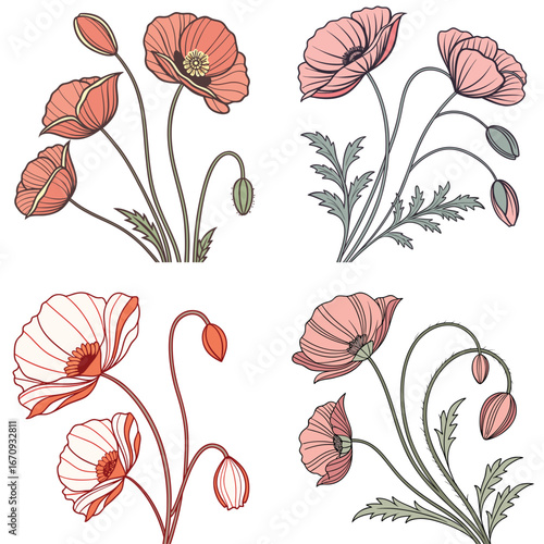 A poppy flower icon with a delicate, wavy petal structure.