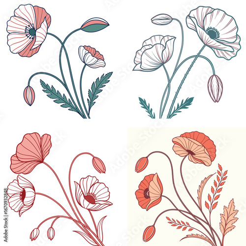 A poppy flower icon with a delicate, wavy petal structure.