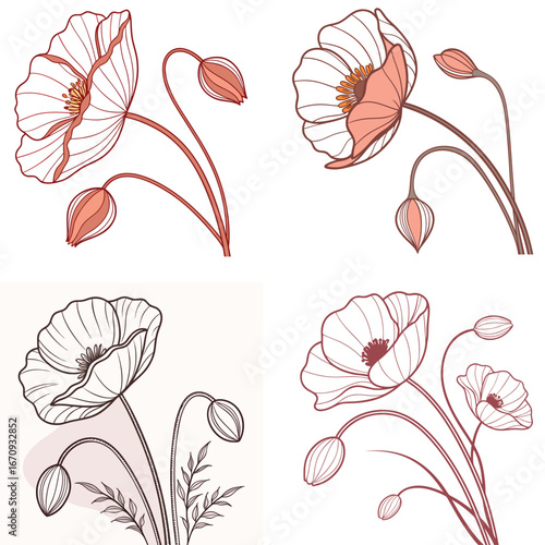 A poppy flower icon with a delicate, wavy petal structure.