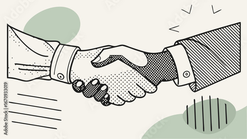 Handshaking Business Partnership Agreement Deal Contract Cooperation Collaboration Teamwork Success Unity Connection Handshake Illustration Graphic Design Vector Art Business Concept Modern Illustrat.