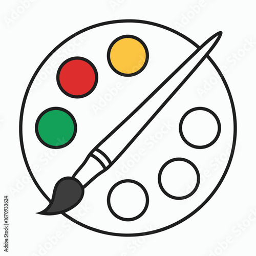Art Palette With Paintbrush And Colors vector illustration