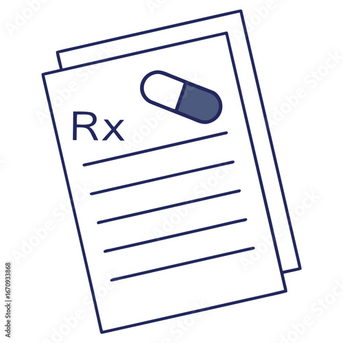 Prescription with Pill Icon and Rx Symbol medical healthcare