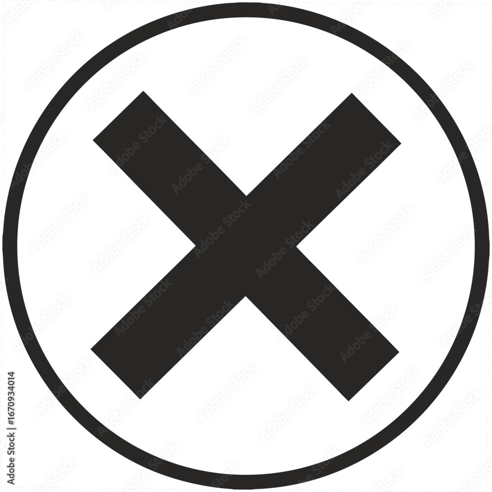 Obraz premium Black Cross Symbol Inside a Circle mark