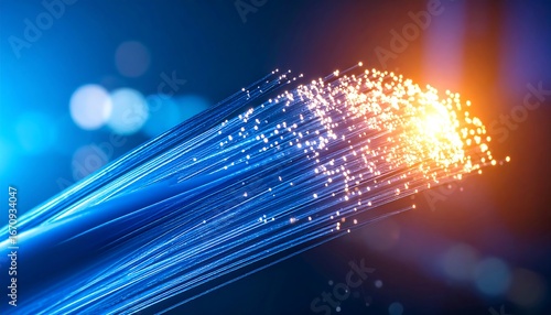 Fiber Optic Cable with Glowing Light.