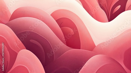 Abstract wavy patterns in shades of pink and red, creating a smooth, flowing design.